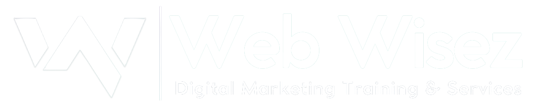 Web Wisez white logo representing a digital marketing training institute and agency in Chennai offering SEO, Google Ads, social media marketing, and AI-based marketing training.