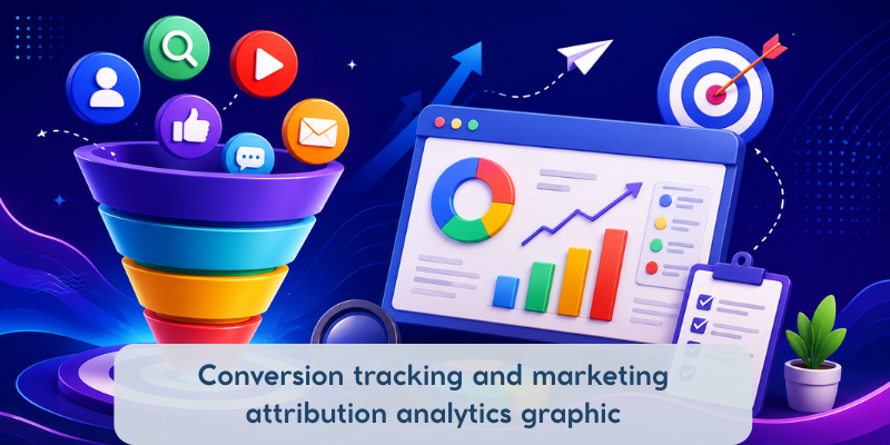 Conversion tracking and marketing attribution analytics graphic